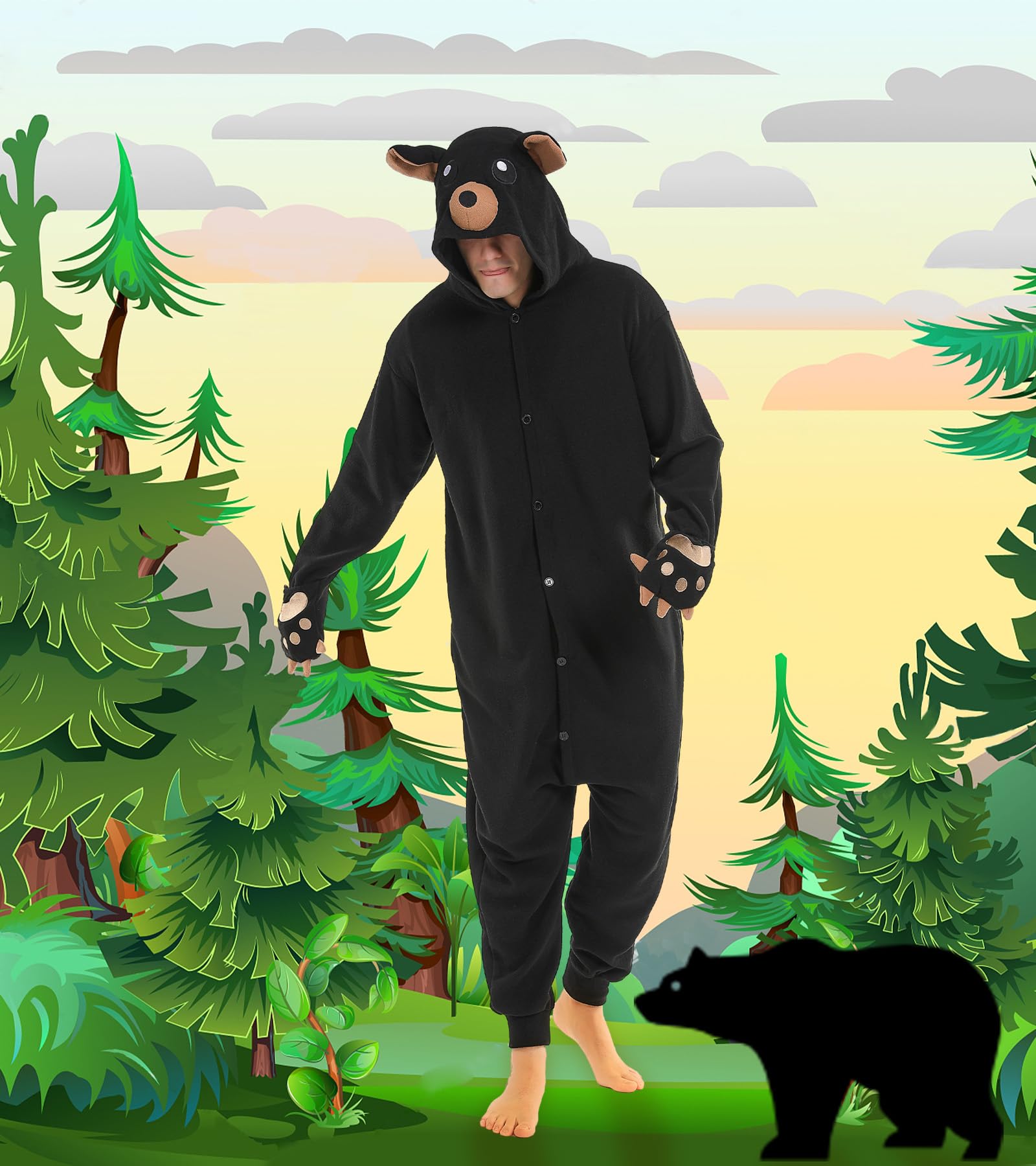 Dodheah Pigiama Unisex Orso Adulto Onesie Costume Cosplay Animale di Halloween Tuta di Natale Pigiama