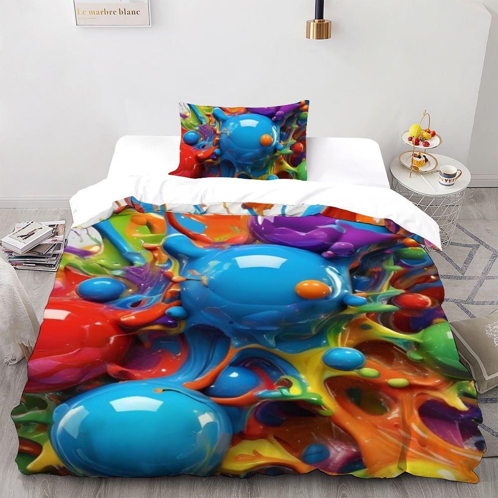 Housse de couette single graffiti 135x200cm avec taies d'oreiller en microfibre imprimée 3D