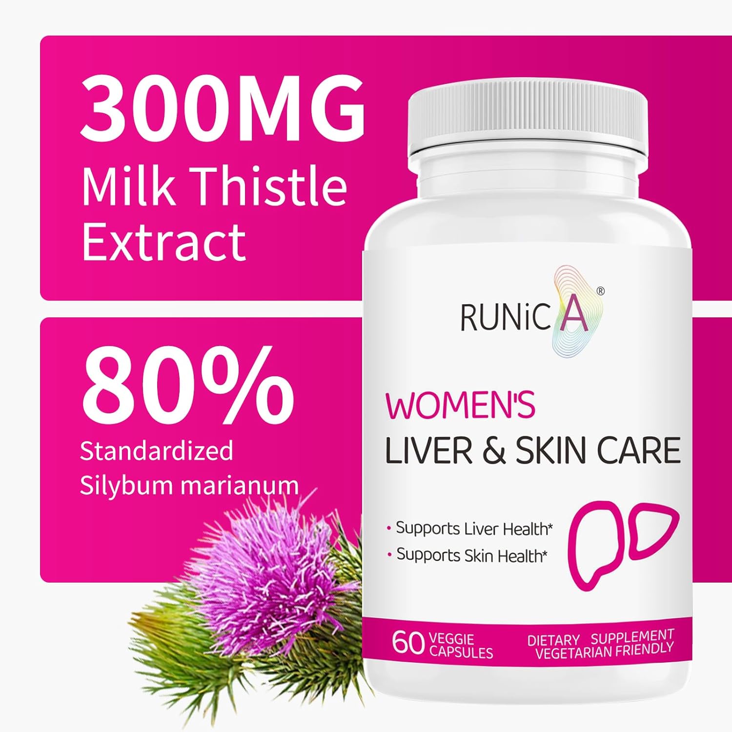 300 Milk Thistle 300mg Extract with Turmeric, Niacinamide & L-Glutathione, Liver Support Cleanse, Detox & Repair Supplement, Antioxidant Support for Women (30-Day Essentials Pack) - Image 3