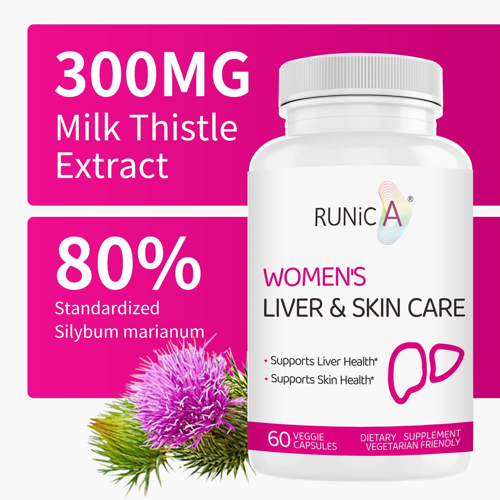 300 Milk Thistle 300mg Extract with Turmeric, Niacinamide & L-Glutathione, Liver Support Cleanse, Detox & Repair Supplement, Antioxidant Support for Women (30-Day Essentials Pack) — Amazon image 3