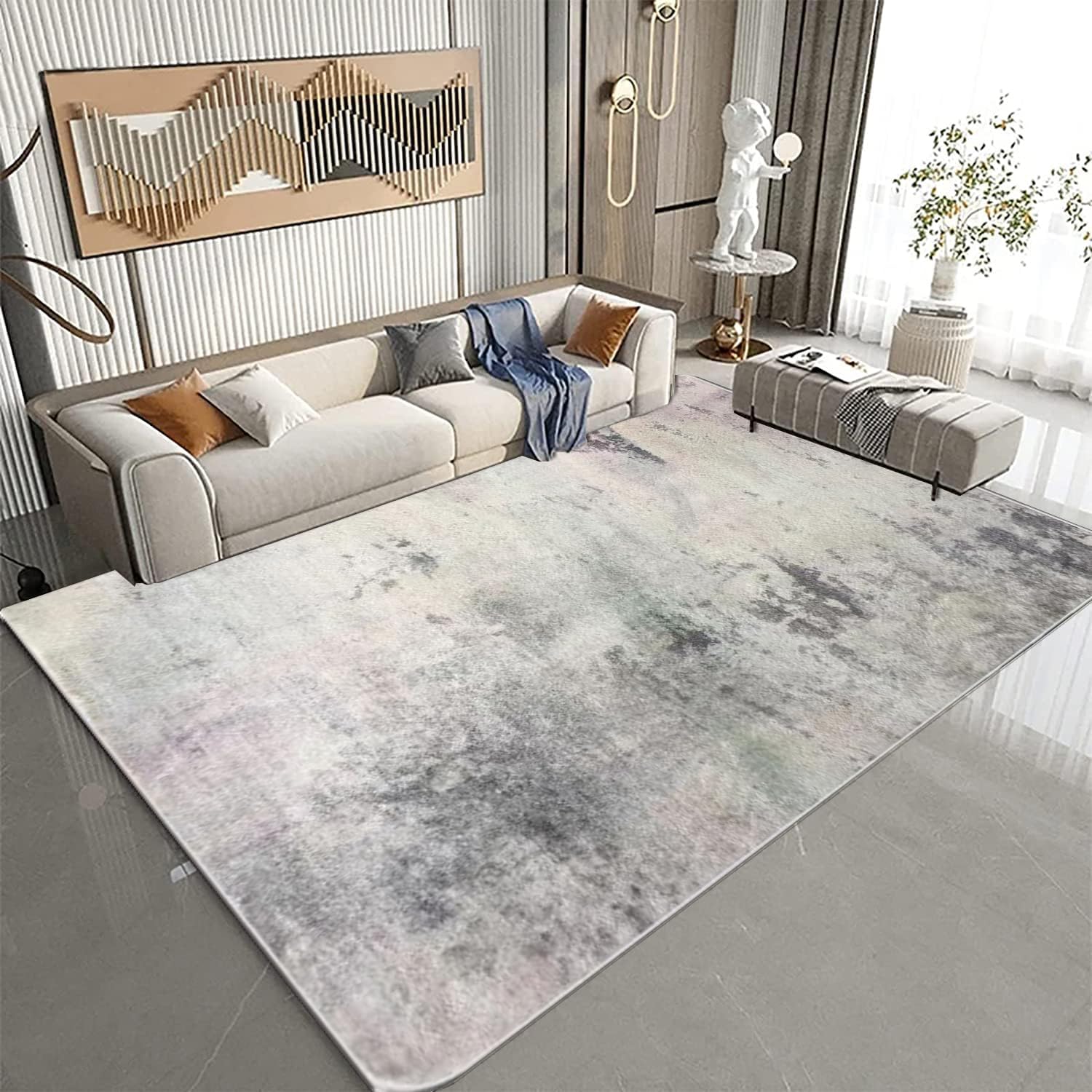 ASIinnsy Area Rugs Modern Style Abstract Rug Multi Grey Cream Soft
