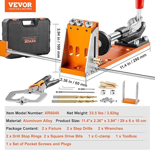 Miniatura 7 de VEVOR Kit de plantilla de agujero de bolsillo, 34 piezas de sistema de plantilla de agujero de bolsillo con abrazadera en C de 11 pulgadas,