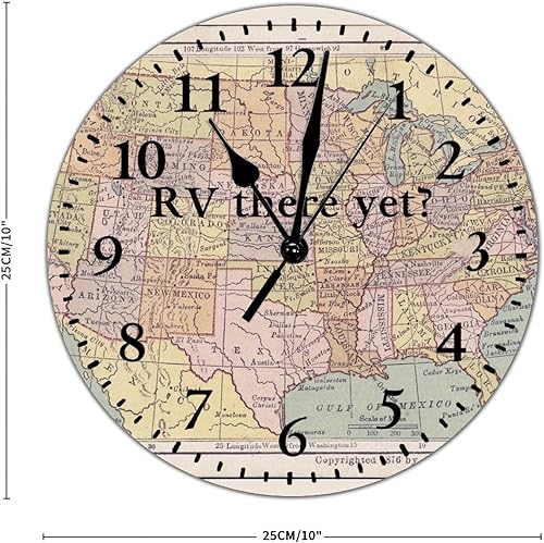 Miniatura 2 de ArogGeld Reloj colgante de PVC There Yet con mapa del mundo, 10 pulgadas, silencioso sin tictac, funciona con pilas, divertido reloj de pared grande