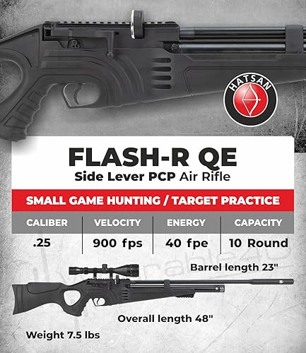 Miniatura 2 de Hatsan Flash-R QE Rifle de aire regulado PCP con palanca lateral con paquete Wearable4U incluido