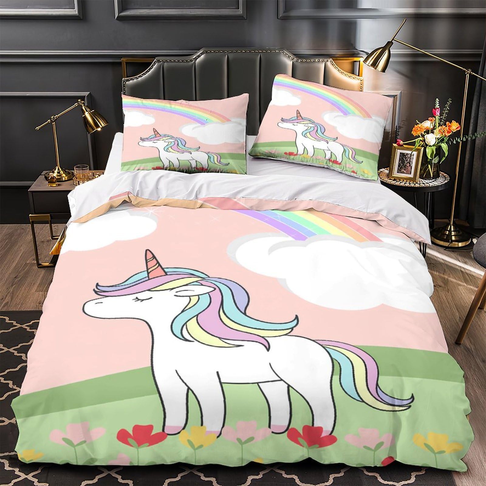 Housse de Couette Licorne Hypoallergénique et Respirante avec Fermeture Éclair