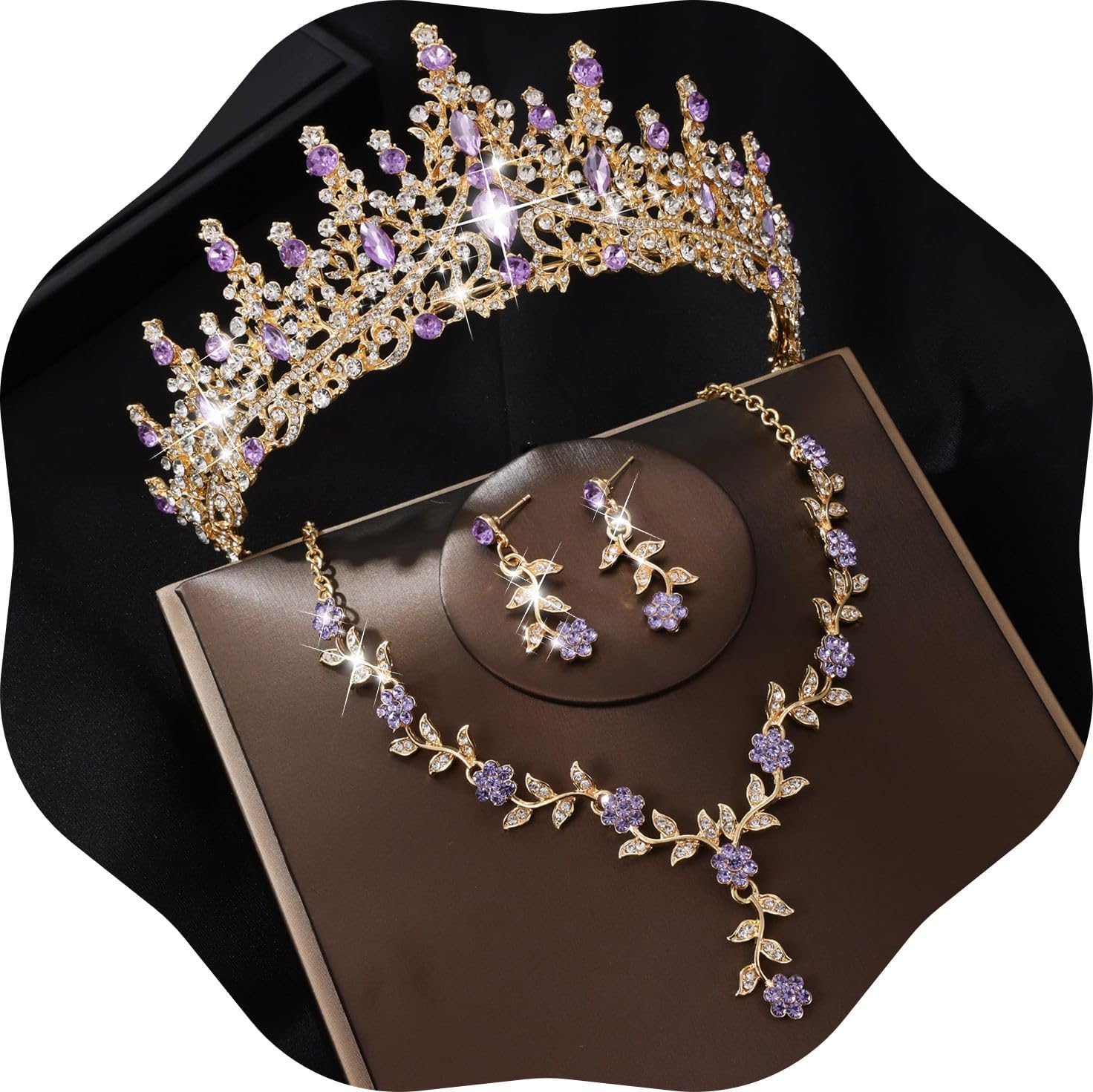 Kamirola Tiaras and Crowns for Women,Tiaras Earrings Necklace, Crystal Bridal Jewelry Set (TR48)