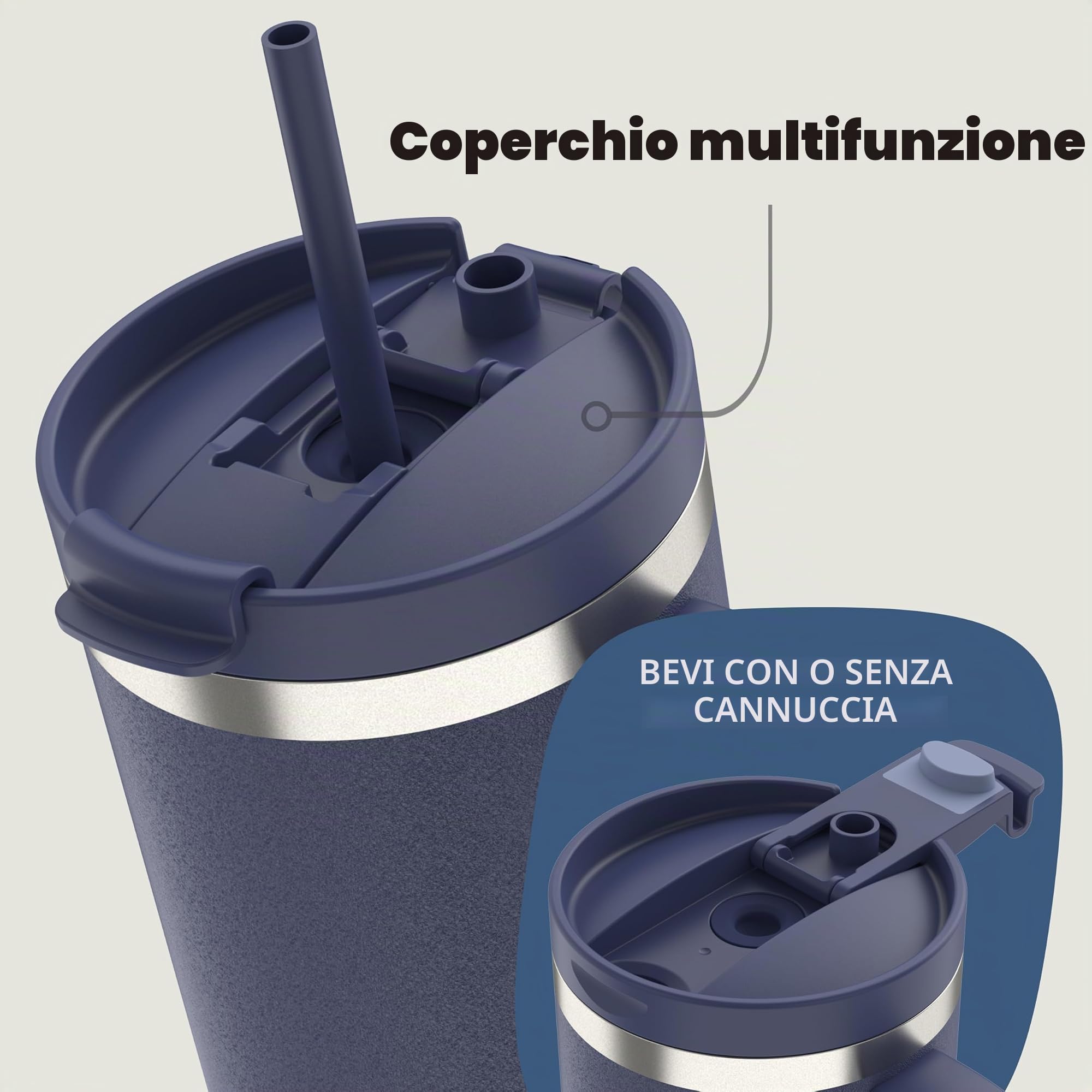 Contigo Bottiglia termica 1200 ml con manico e cannuccia | Borraccia isolata in acciaio inossidabile con coperchio