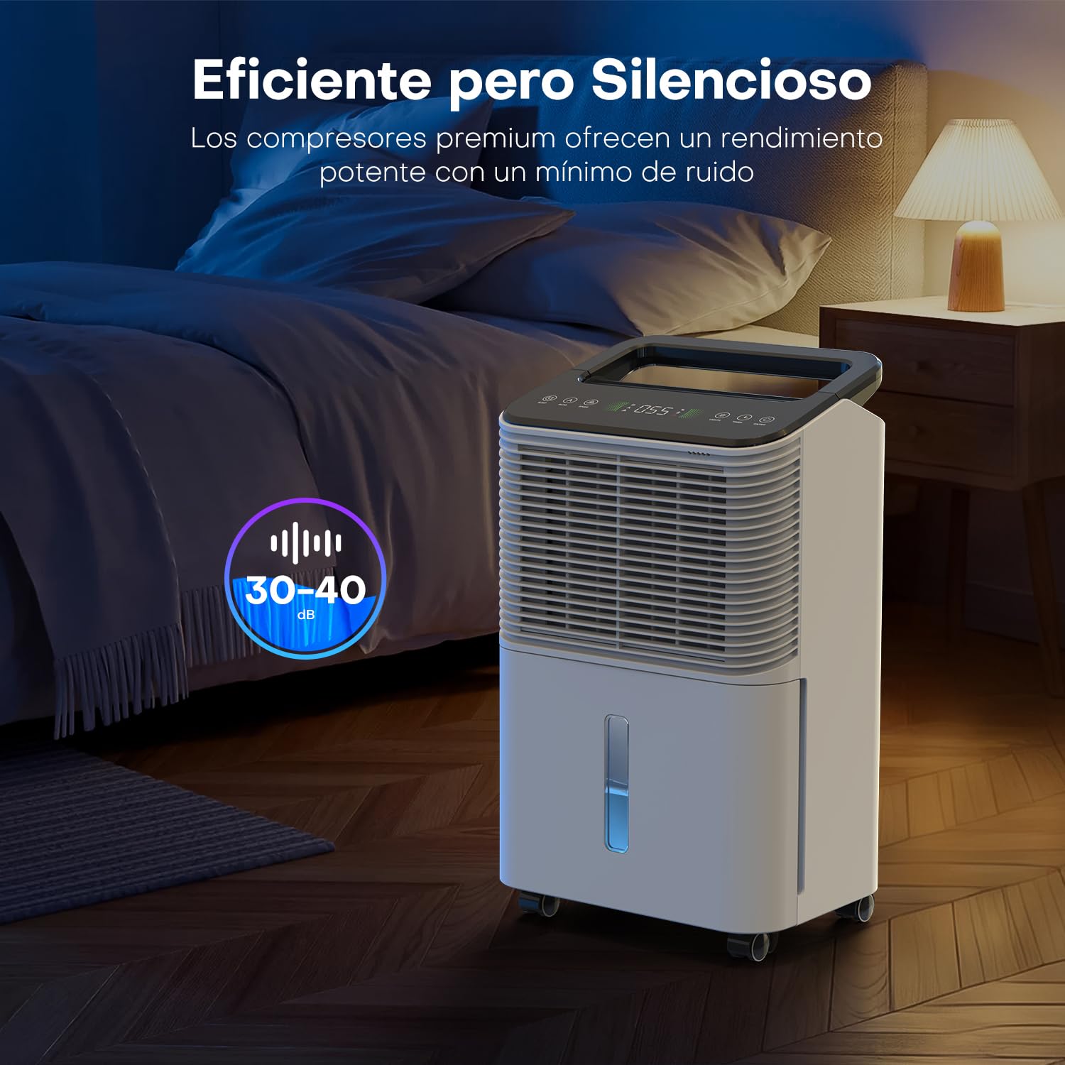 16L/día Deshumidificador, Deshumidificador Silencioso, Control Central Inteligente, Modo AUTO, Indicador de Humedad, 24H Timer, Deshumificadores de Humedad,Más Potente,Más Eficiente