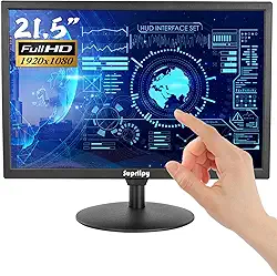 Monitor de tela de toque LCD TFT de 21,5 polegadas FHD 1920x1080 Suporte HDMI VGA AV USB BNC 10 pontos Toque capacitivo 16:9 para laptop PC Xbox PS5/PS4 Sistemas POS LounSpeakers integrados