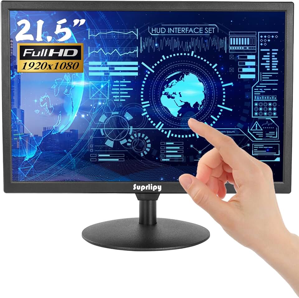 Monitor de tela de toque LCD TFT de 21,5 polegadas FHD 1920x1080 Suporte HDMI VGA AV USB BNC 10 pontos Toque capacitivo 16:9 para laptop PC Xbox PS5/PS4 Sistemas POS LounSpeakers integrados