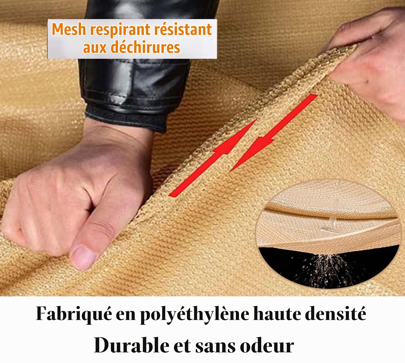 Voile Ombrage Rectangulaire 5x4 Filet d'ombrage Toile Ombrage Extérieur 5x5 Toile Pergola 4x3 Filets de Balcon Filet de Protection Contre Le Vent,beige-4x7m