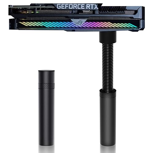 Aivalas GPU Support Bracket, Graphics Video Card Brace with Height Adjustable, Anti Sag Holder for Universal Graphics Card Sag, GPU Stand with Magnet and Rubber Pad (Black) - Black