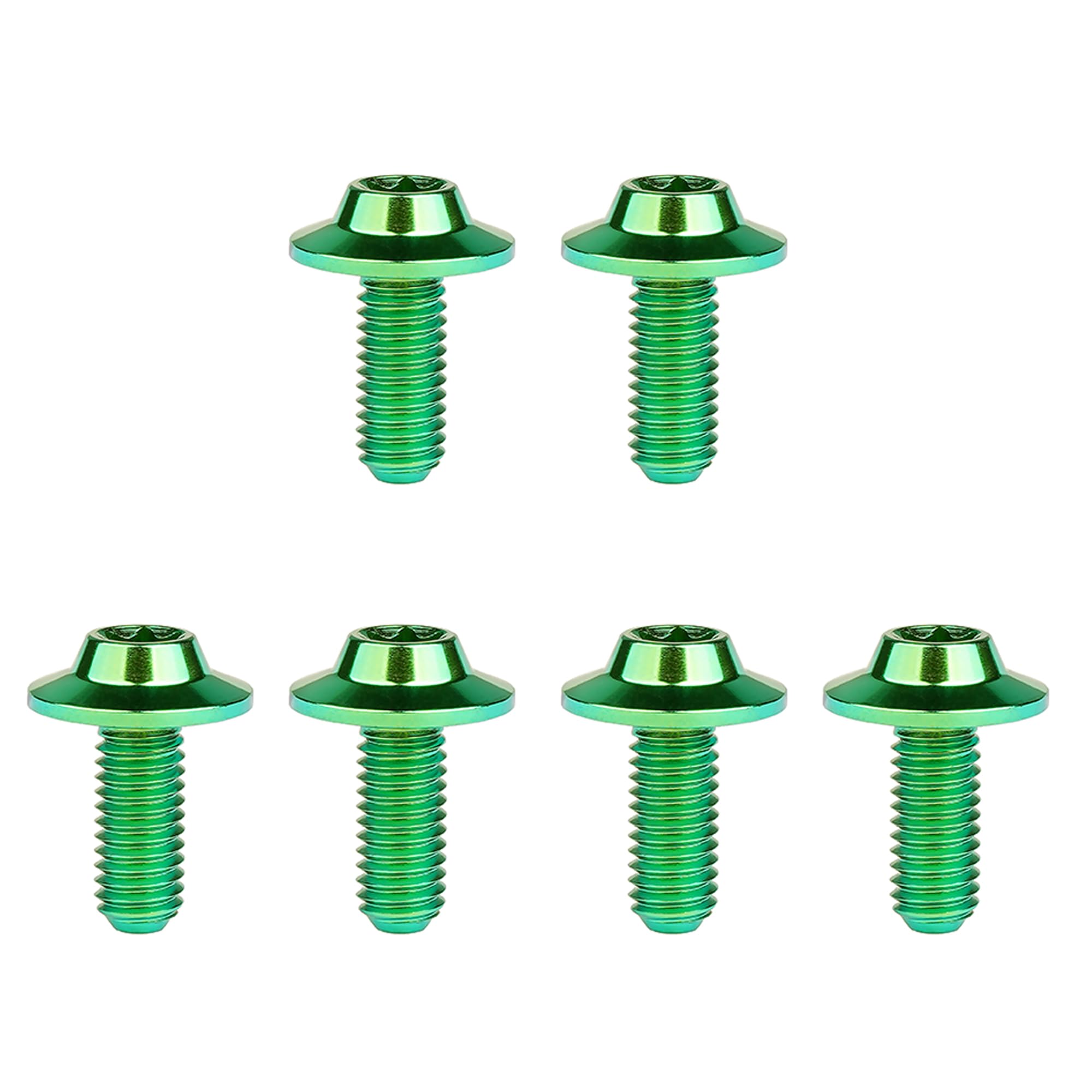 DWAMMEBRS Bolt M5 M6x10 12 15 20 25 30 35mm T25 T30 Torx Head Screw Pack of 6(Green,M6x15mm)