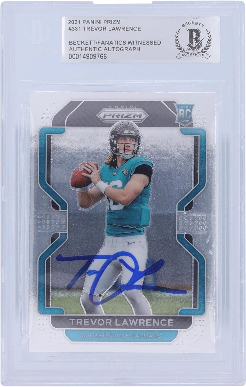 Trevor Lawrence Jacksonville Jaguars Autographed 2021 Panini Prizm #331 Beckett Fanatics Witnessed Authenticated Rookie Card - Football Slabbed Autographed Rookie Cards