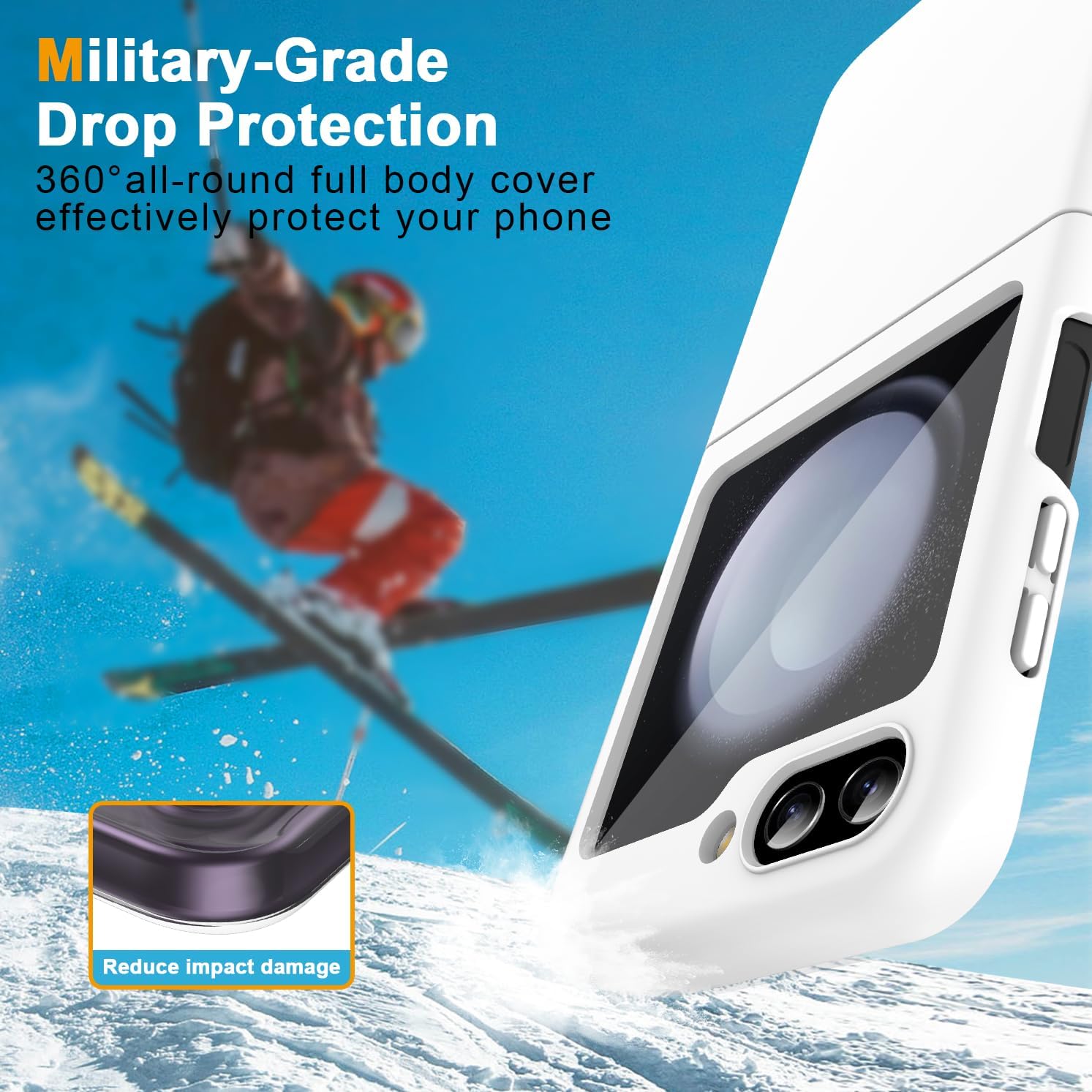 for Galaxy Z Flip 5 5G Case,Lightweight,Slim Fit Drop Protection Rugged Shockproof Cover for Samsung Galaxy Z Flip5 5G,Slim Thin Hard PC Shockproof Protective Phone White 4-Z Flip5-06