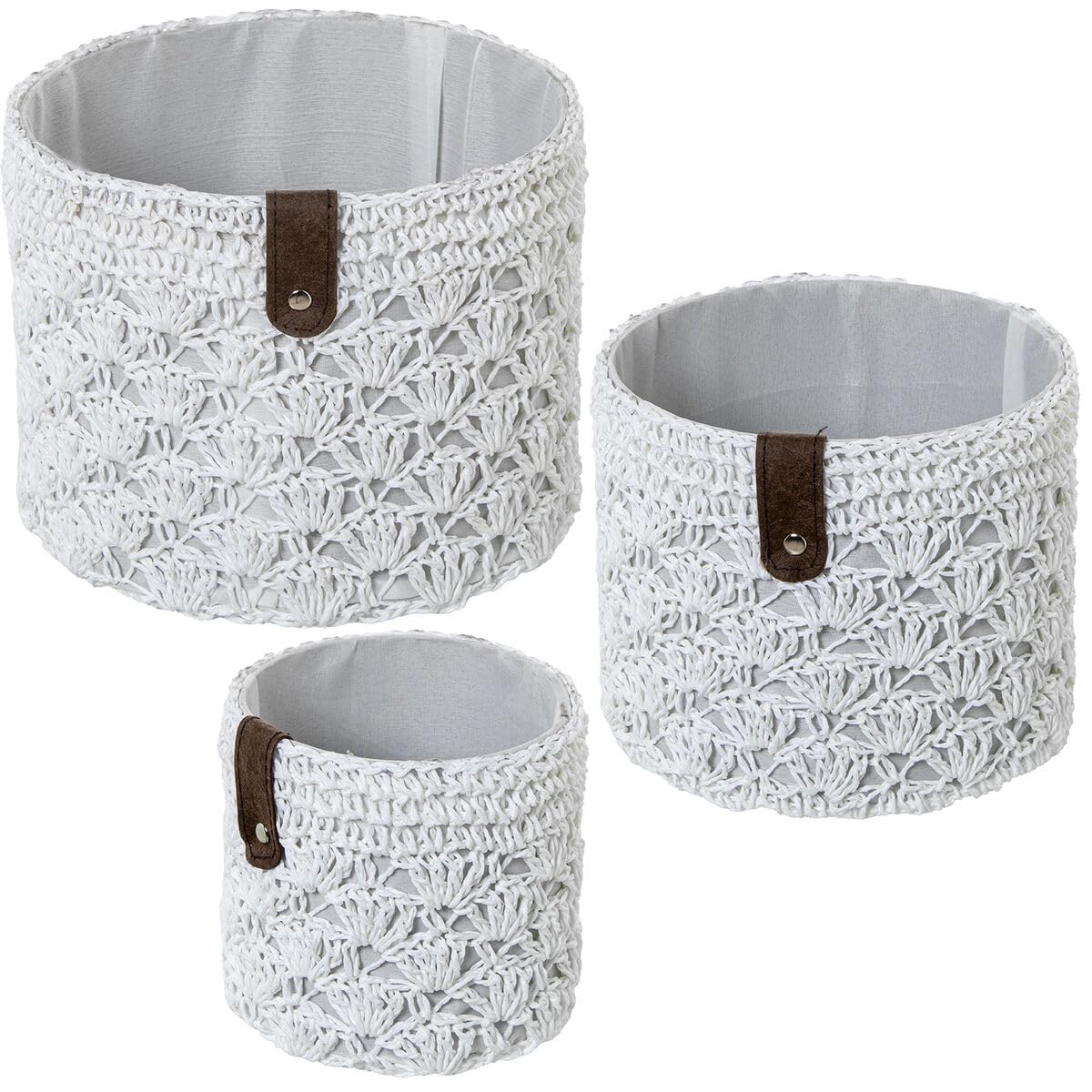 Juego de Cestos Alexandra House Living 03816 Blanco Mimbre Ratán Fibra Natural (3 Unidades) - Marca: Alexandra House Living - EAN: 8427701038163