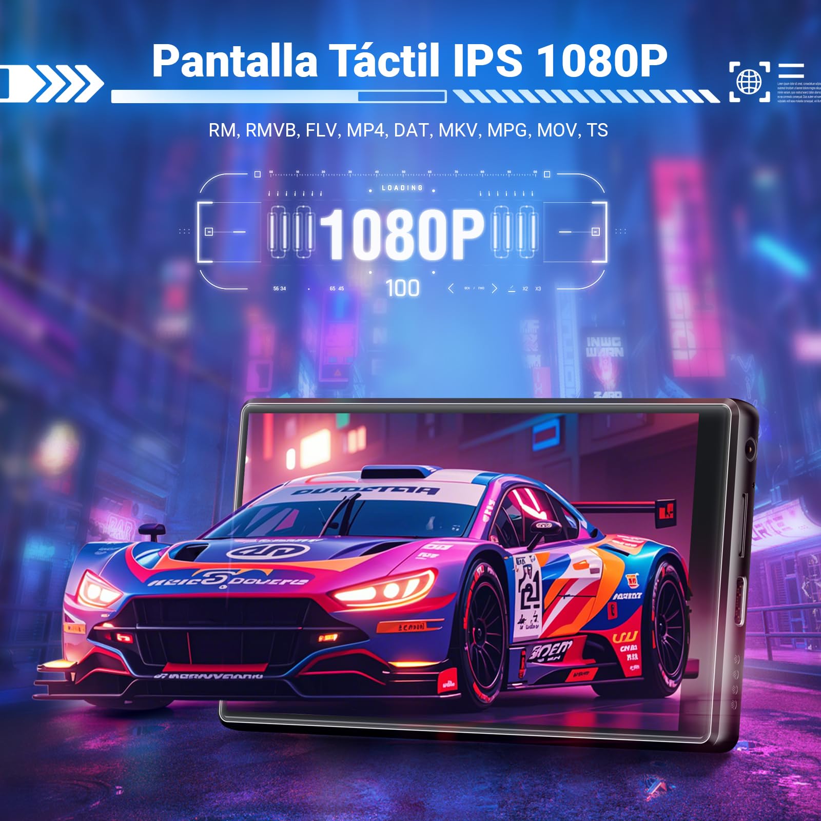 MECHEN 256GB Reproductor MP3 Spotify, Bluetooth WiFi Android 13 MP4 Player, Pantalla IPS de 5,0 Pulgadas 1080P, Audible Deezer Amazon Music Preinstalado (X56-D)