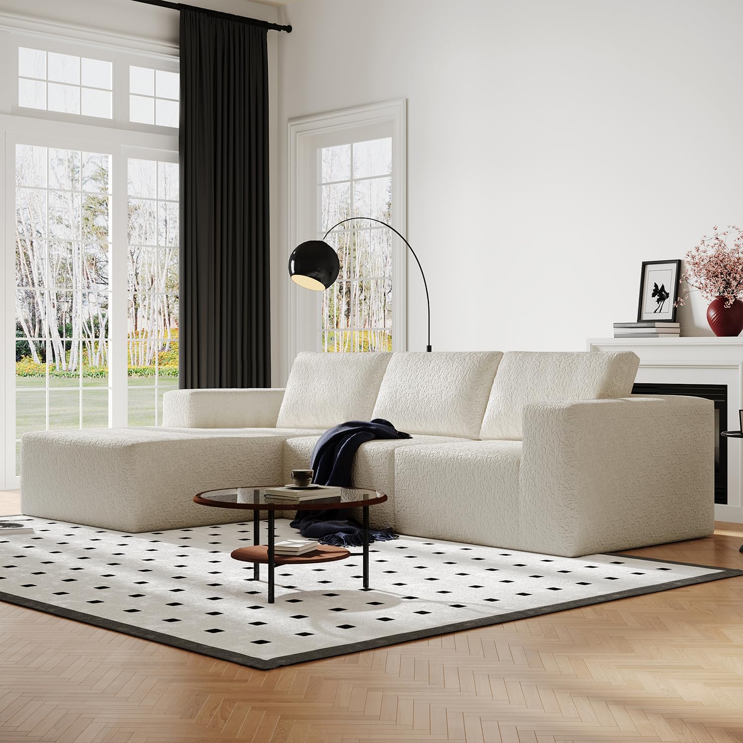 Sofá modular Cloud de 108 pulgadas con diván en forma de L, moderno sofá modular con asiento profundo, sofás de tela de punto ultra suave para sala de estar, no requiere montaje, diván orientado a la 3