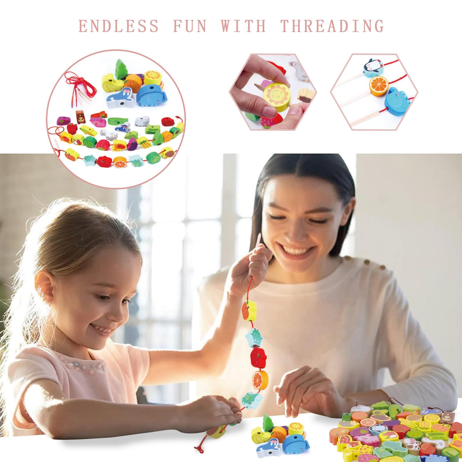 Dr. MUYA® Montessori Toy for 2 3 4 5 6 Years, Toys for 2 Year Old Girls, Toddler Toys, Fine Motor Skills Toys, Threading Toys - Image 4