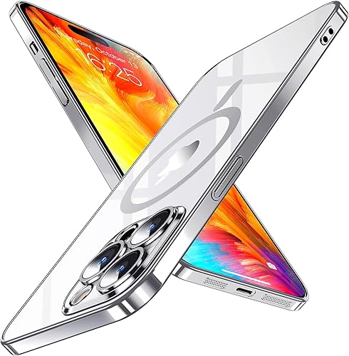 Purluct Funda magnética delgada diseñada para iPhone 15 Pro Max [compatible con MagSafe], funda rígida de acabado fino [no se amarilla] funda de