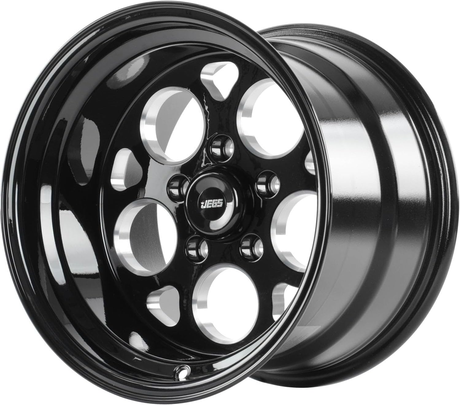 JEGS SSR Mag Wheel 15in.x 10in.| 5 x 4.5in.Wheel Bolt Pattern Spacing | -25 mm Offset | 4.5in.Backspacing | Gloss Black Powder Coat | 3.27in.Center Bore | Includes Center Cap