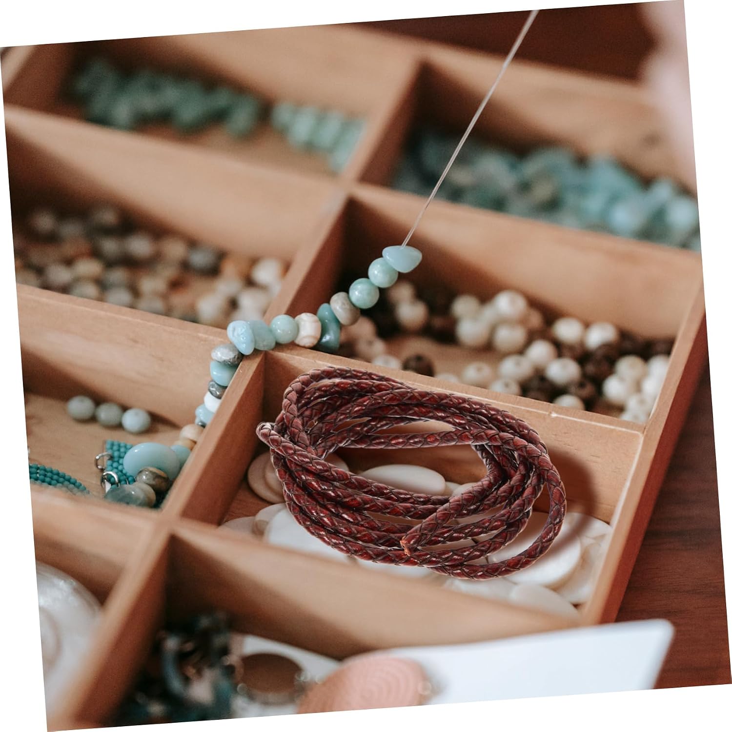 Braided PU Leather Cord for Bracelet Making and Crafts, Coffee