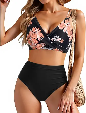 Women Bikini Set Push Up Top High Waisted Tummy Control Bottom Swimsuit