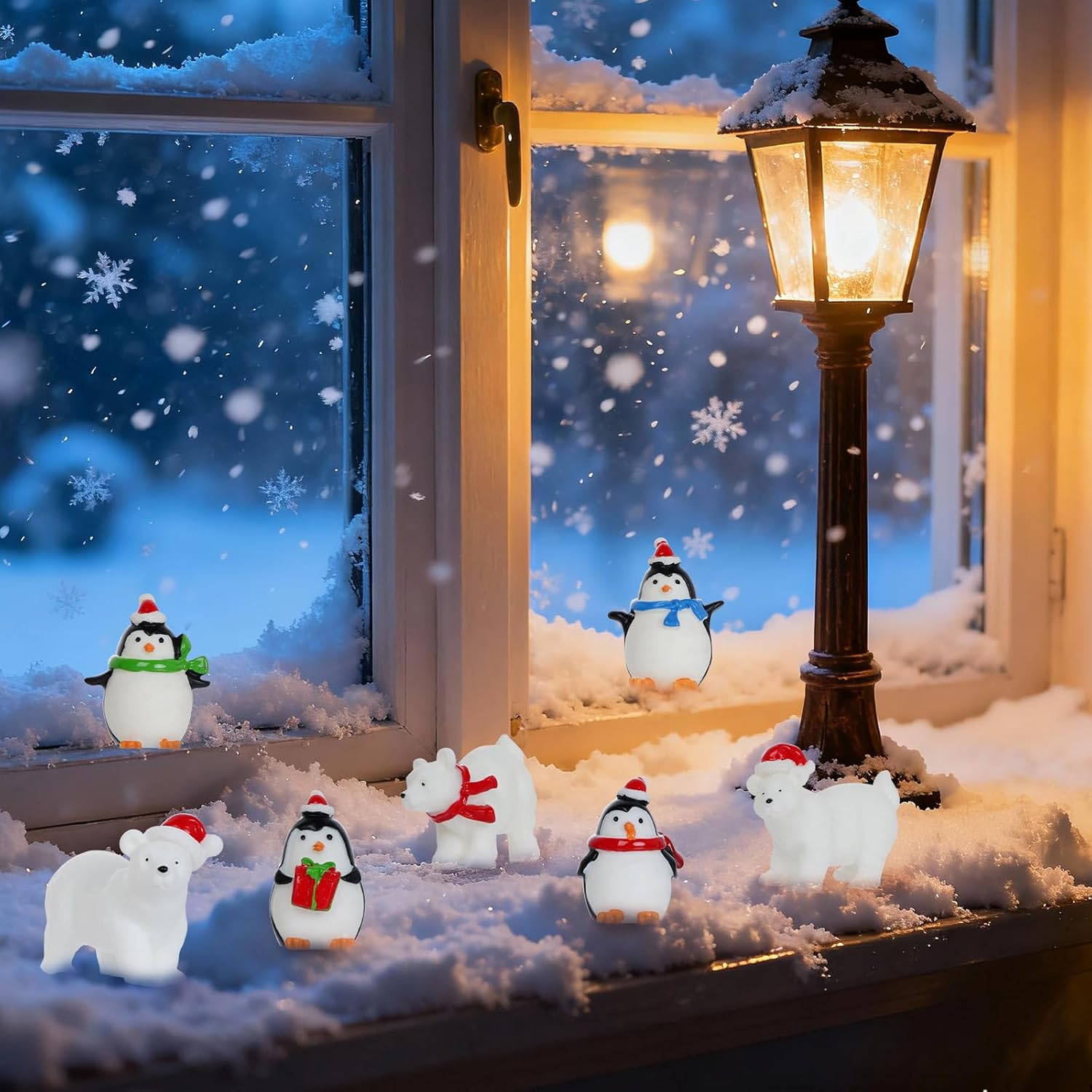 HOVEOX 18 Pieces Christmas Miniature Figurines Winter Resin Miniature Figurine Mini Crafts Resin Figurines Ornaments for DIY Christmas Garden Home Decor (Style 1) - Image 6