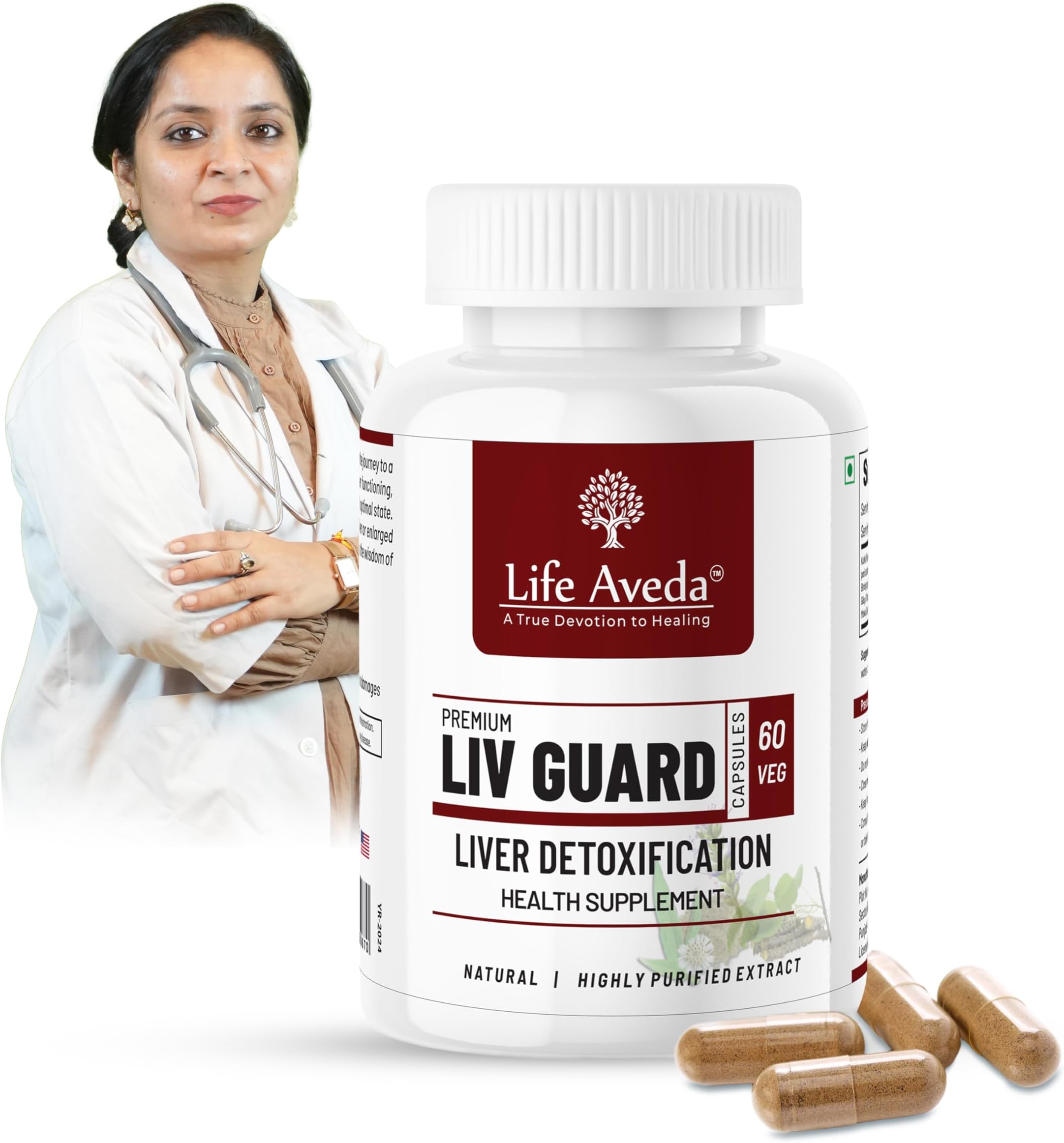 Liv Guard for Fatty Liver and Liver Detox Supplement | Help and Support Digestion, Blood purifier, Liver Function & Metabolism | Organic & Natural Ayurvedic Lever Detox Capsules | 60 Veg Caps (One Month Supply)