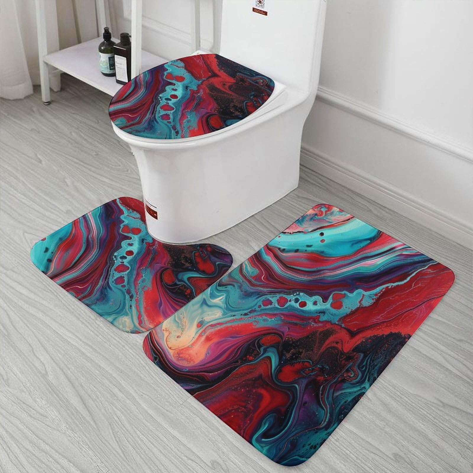 Amazon.com: Burgundy Maroon Red Blue Turquoise Fluid Abstract Bath