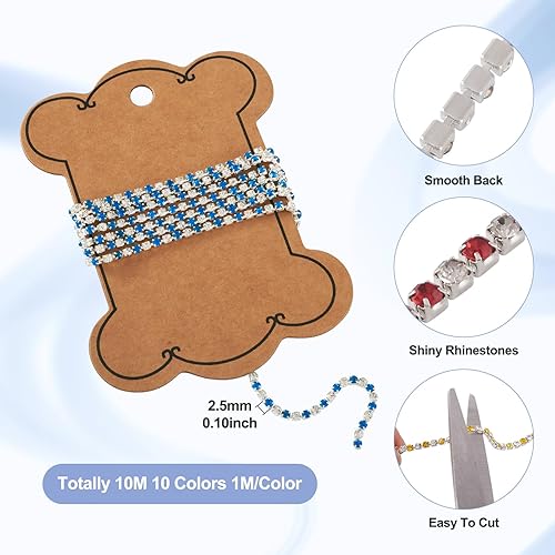 Vista 27 de Fashewelry 6 yardas de diamantes de imitación de cristal de tamaño mixto, oro y plata, bandas de diamantes de imitación de latón transparente