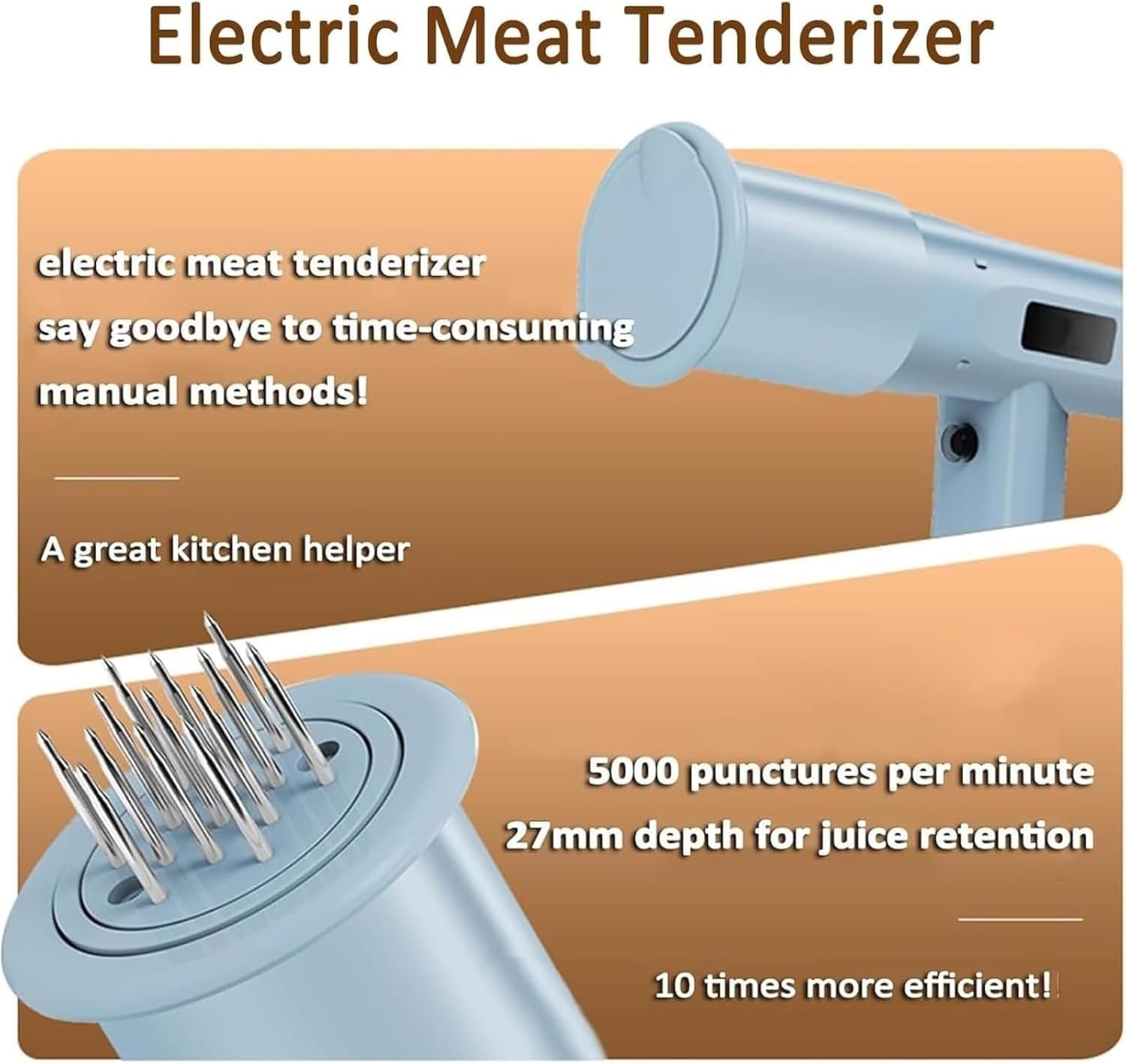 Electric Meat Tenderizer, Commercial Hand Meat Tenderizer, With 13 Stainless Steel Sharp Needle, For Tenderizing Chicken, Steak, Veal, BBQ, Kitchen Essentials