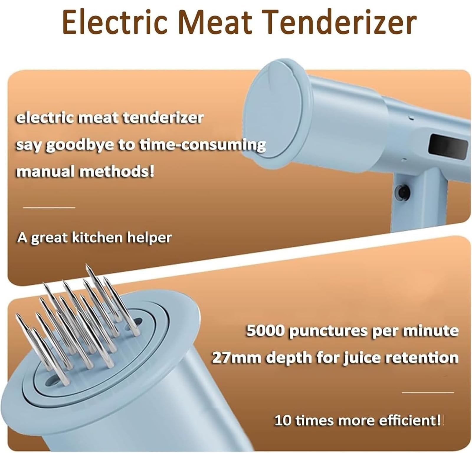 Batticarne elettrico con aghi in acciaio inox per pollo, bistecca e barbecue