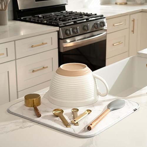 Miniatura 73 de S&T INC. Tapete de microfibra para secado de platos, reversible y absorbente para cocina, de 16 x 18 pulgadas, color negro