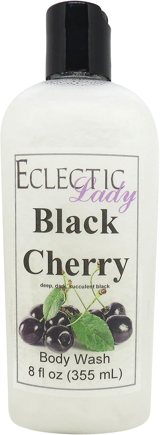 Eclectic Lady Liquid Pearl Body Wash - Black Cherry Scent 3-in-1 Use For Bubble Bath, Hand Soap & Body Wash, Phthalate-Free Black Cherry Fragrance, Handcrafted in USA (8 oz)