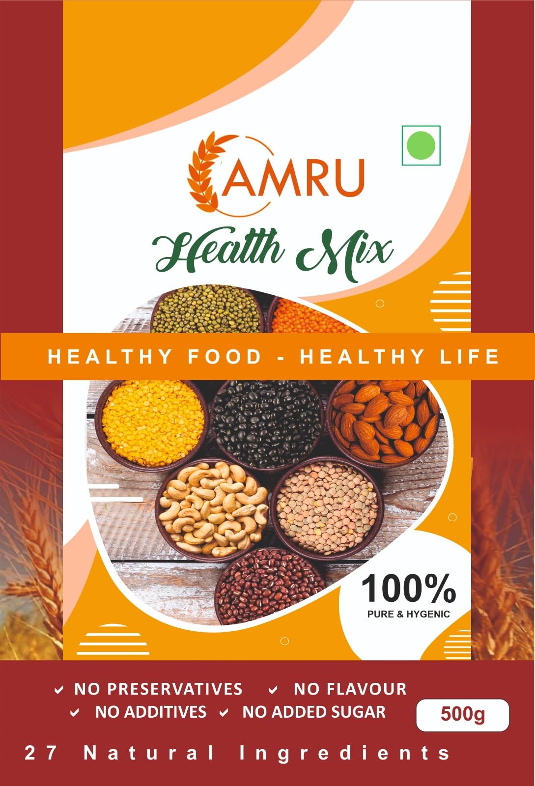 AMRU Tamil Organic Health Mix,Bamboo rice Red rice kodo millet etc, immunity booster,no age restriction 2 yrs baby to senior citizens all 27 natural ingredients,zero added sugar,zero preservatives.