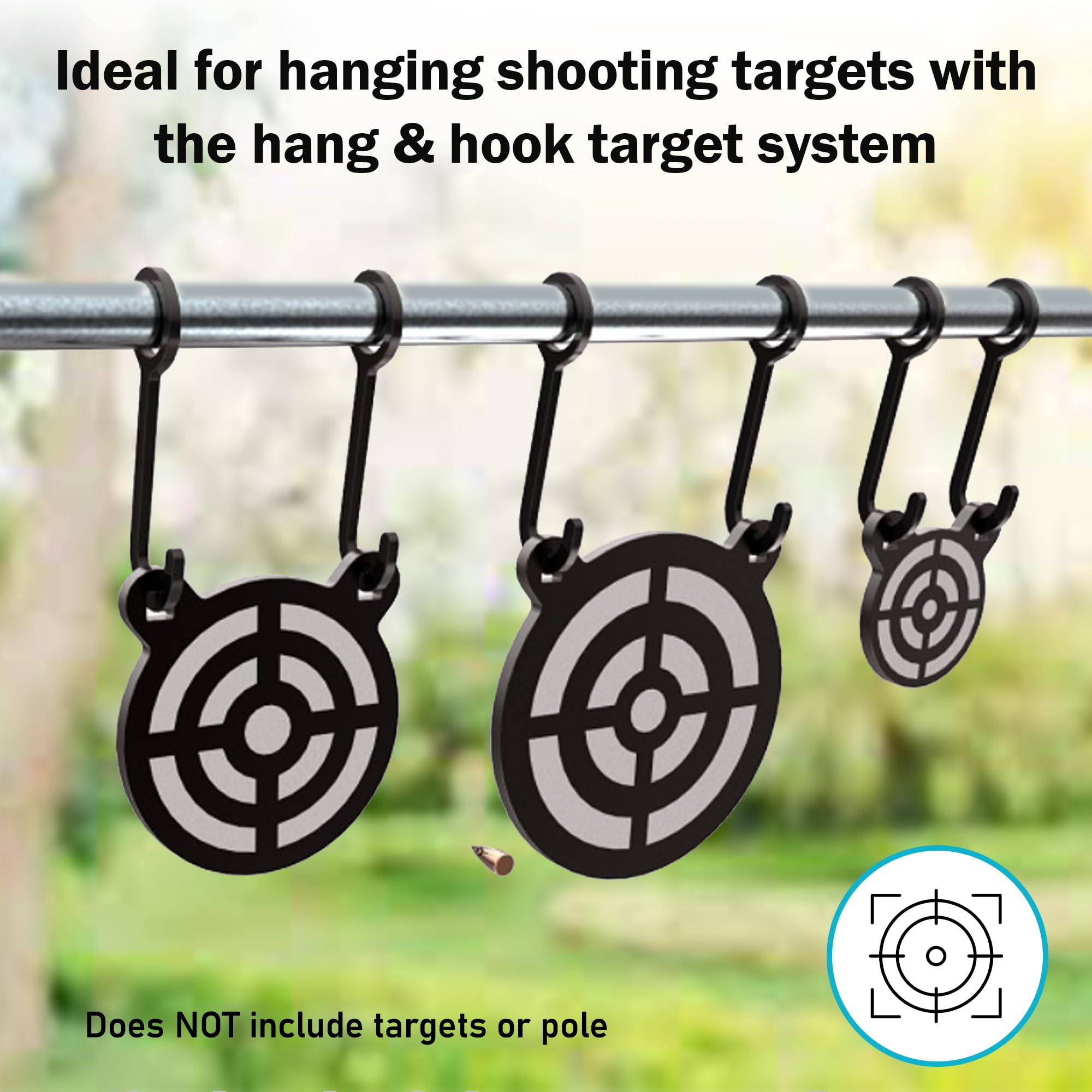 4 Pack Steel Target Hanger Set with Gun Cleaning Brushes - Forest & Twelfth Metal Hooks for Steel Shooting Targets, Must-Have Target Holders for Shooting Ranges