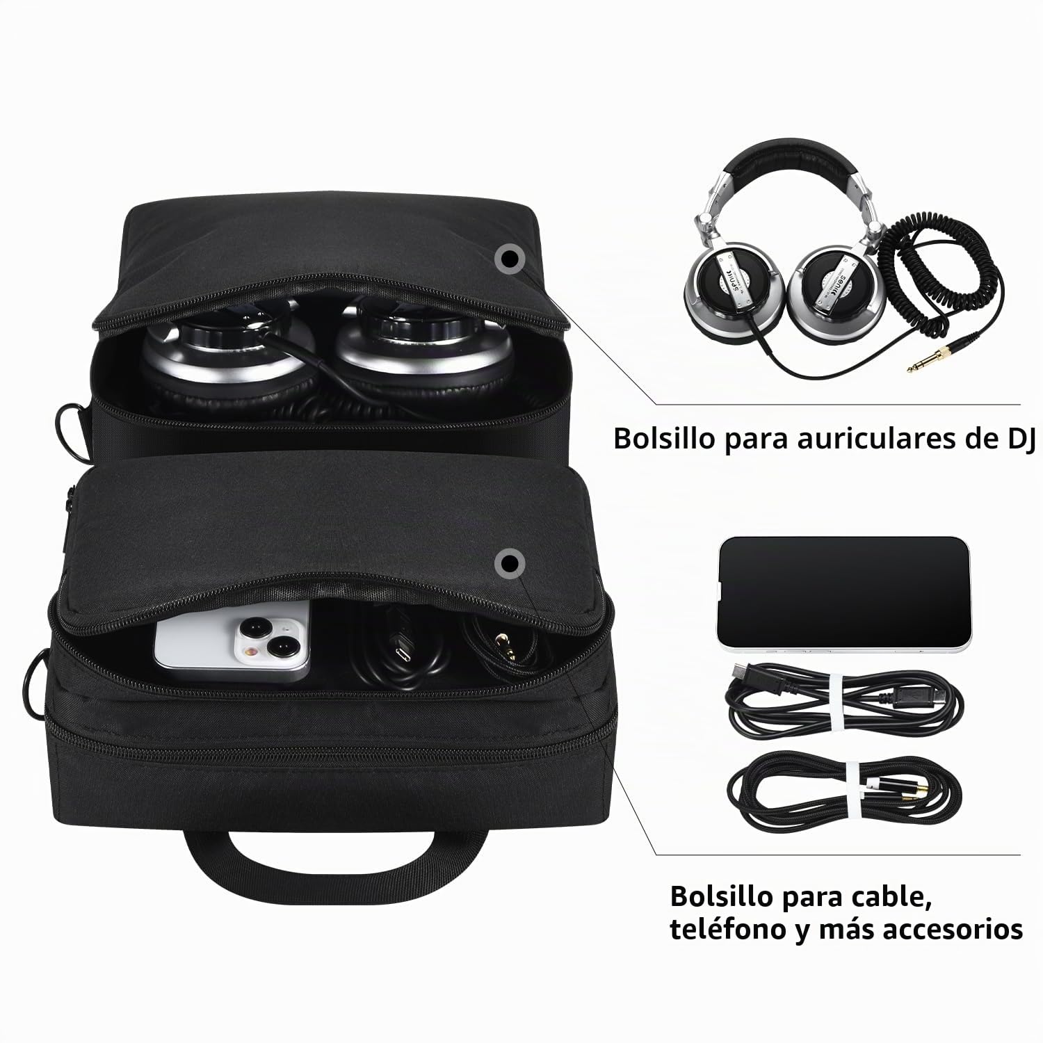 Bolsa para Pioneer DDJ-FLX2/DDJ-200/WeGO4-K,Funda para Hercules DJControl Inpulse 200 MK2/Inpulse 200,Controlador DJ Maleta para AlphaTheta FLX2,Viaje Mochila para Numark Party Mix II