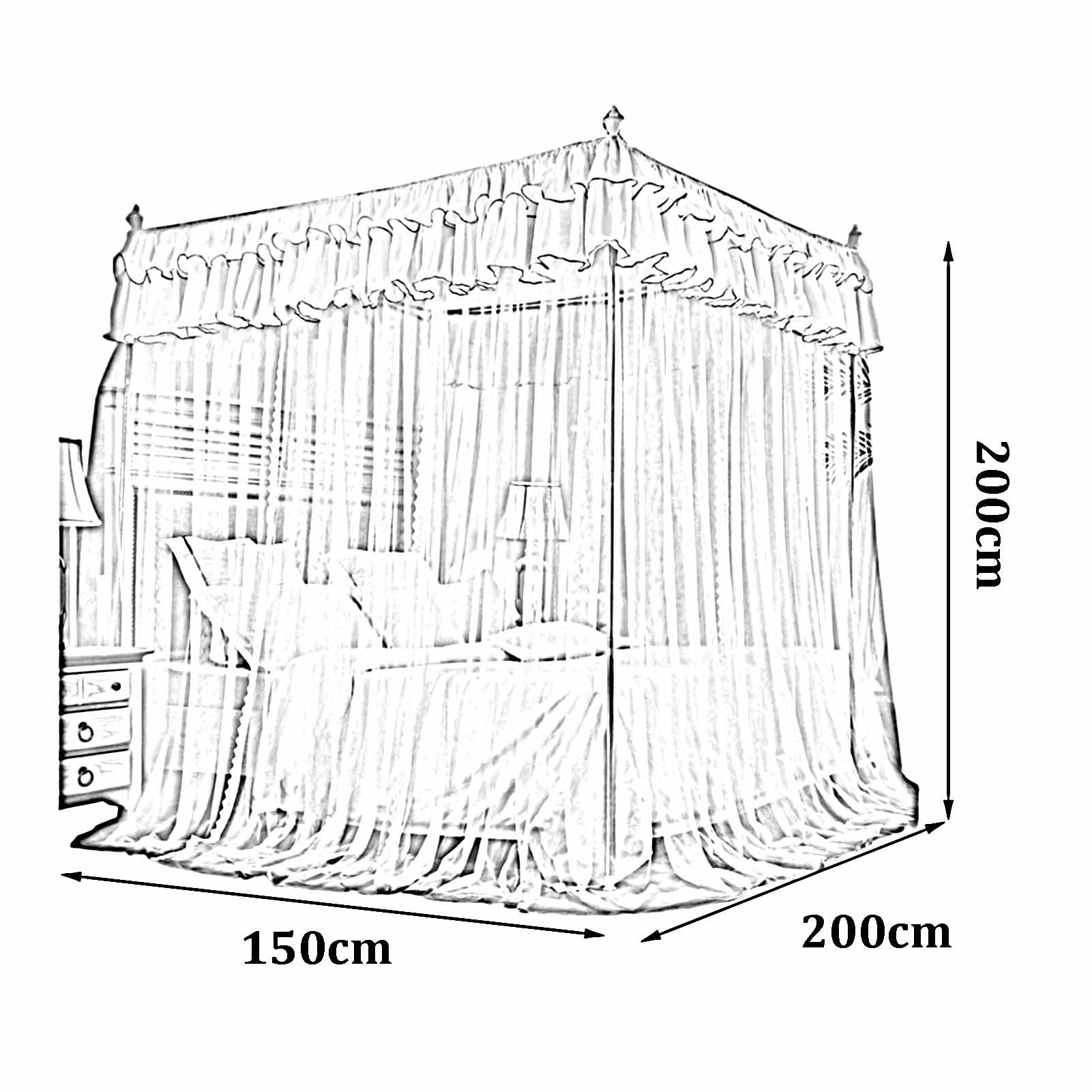 Moskitiera do łóżka z baldachimem do łóżka 1,5 m (5 stóp), zasłona na łóżko owijana 360°, łóżko do sypialni, styl 6 1,5x2x2m