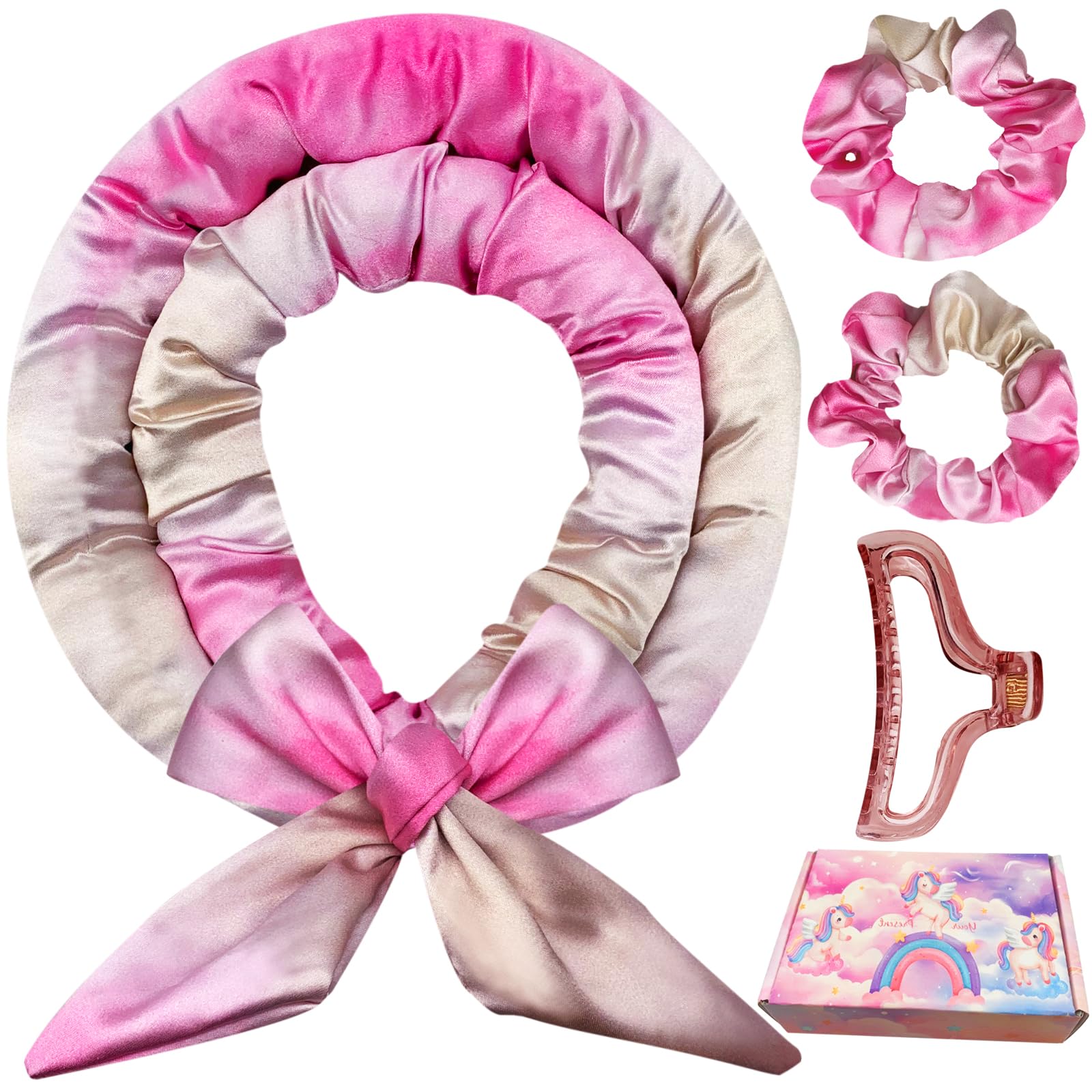 Heatless Curls Tie Dye Heatless Curlers for Short Long Hair Satin Hair Curlers No Heat Overnight Curling Blowout Rods Wrap Curler Set for All Waving Types