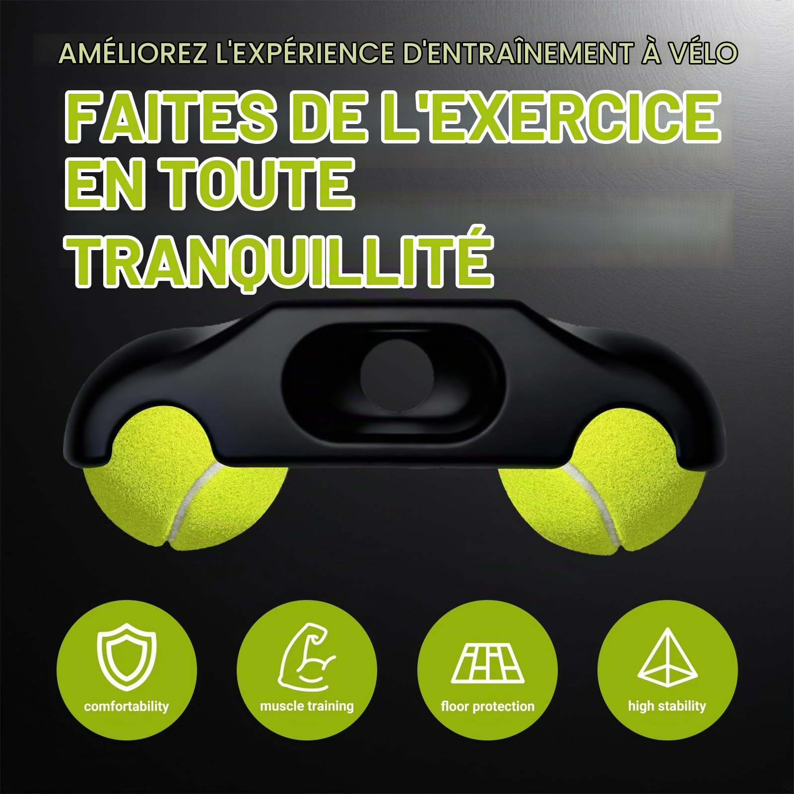 4 Plaques à Bascule avec 8 Balles de Tennis, Résistant aux Rayures | Accessoires pour Wahoo Kickr Core 2，Vivez une expérience de conduite authentique, Réduire la sollicitation des articulations