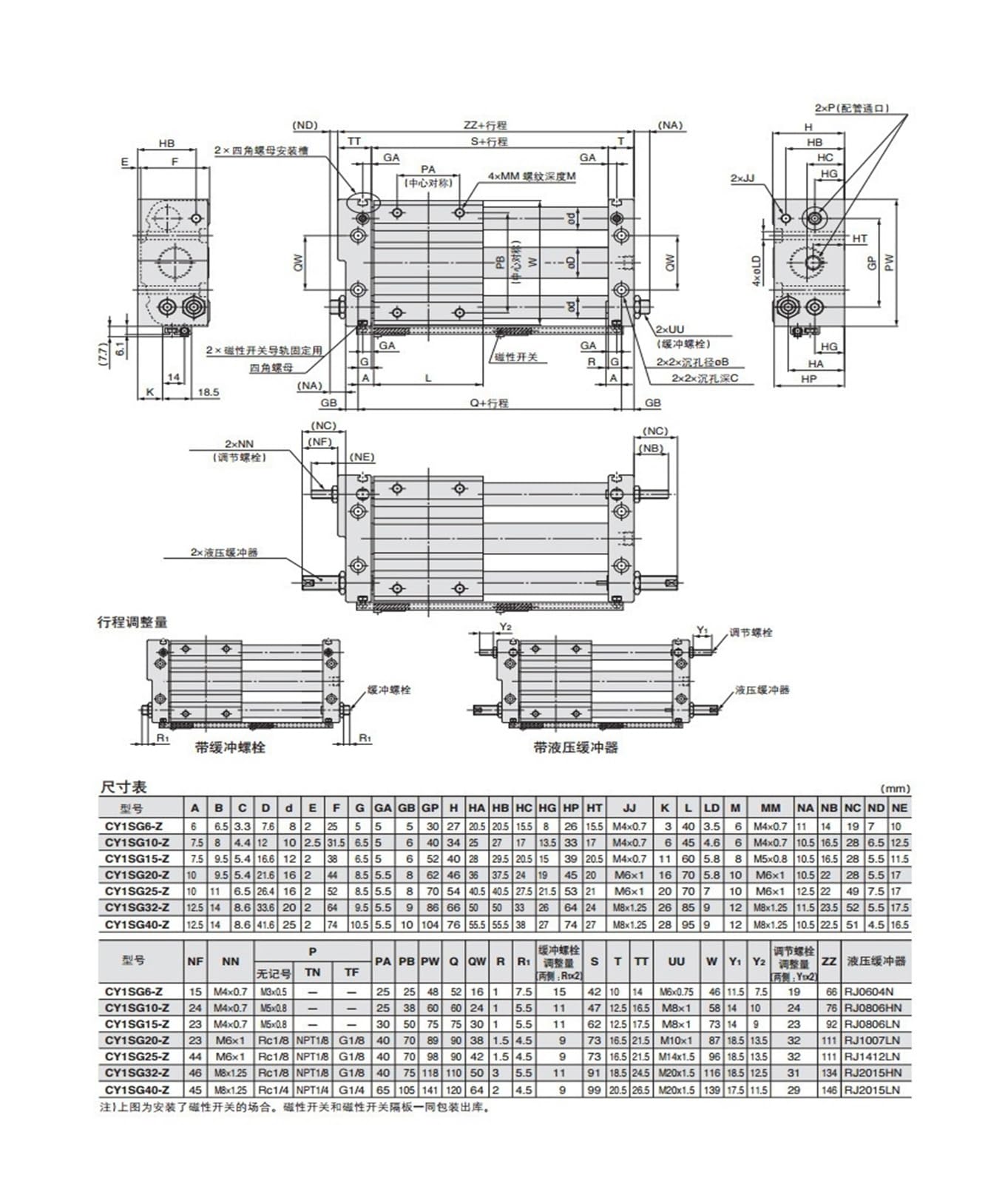 25MM Bohrung Pneumatische Luft Zylinder CY1S25-15/40-100 200 400 500 CDY1S Magnetische Gekoppelt Kolbenstangenlosen Zylinder Mit schneller Reaktion und flexibler Steuerung(CY1S25-1000)