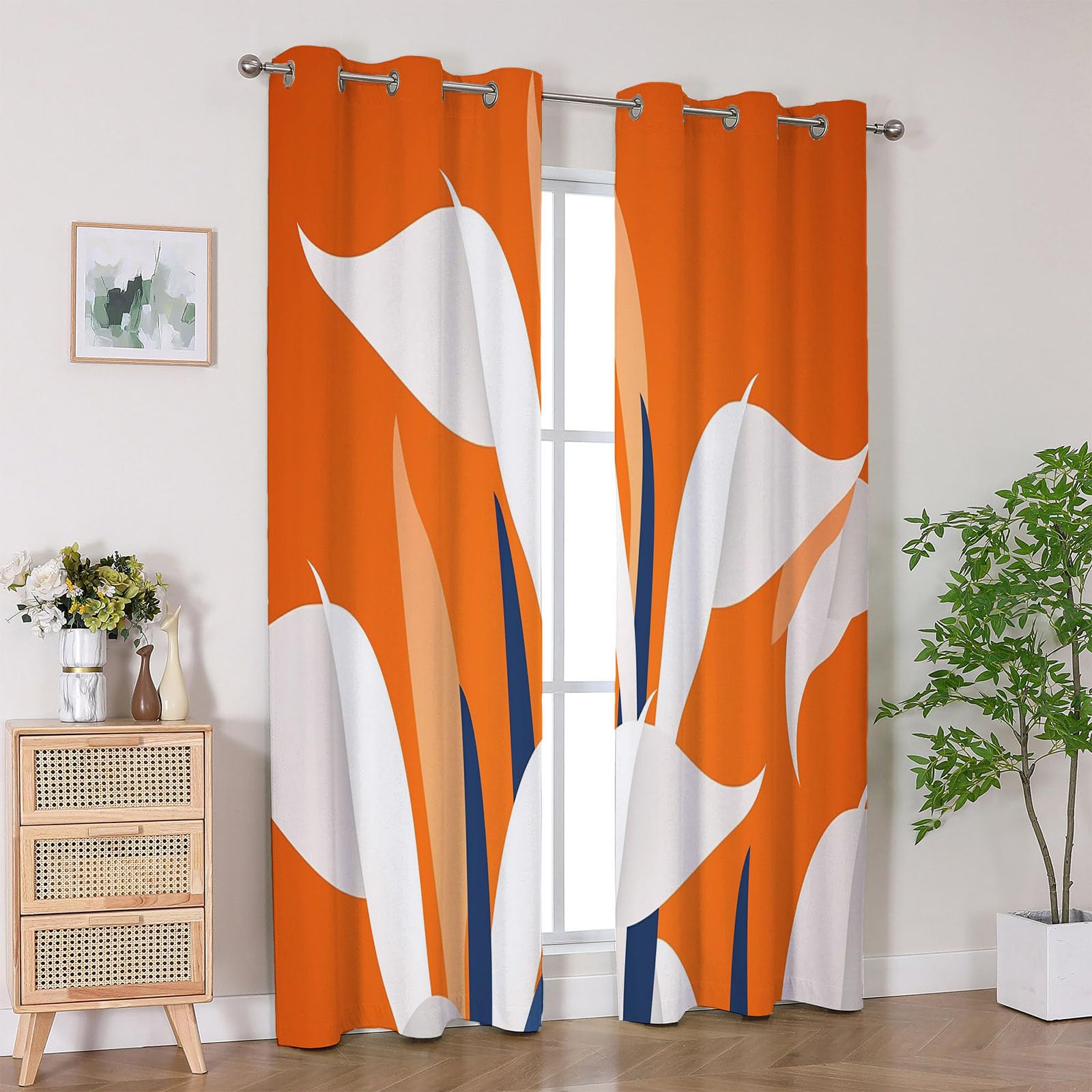 Tende Linee astratte per Interni Fiori Tenda per Soggiorno Camera Cameretta Balcone Finestra e Interni-A215 x L100 cm (2 Pannelli)