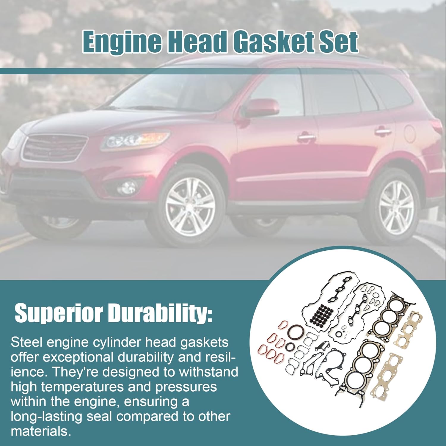 GXARTS Engine Cylinder Head Gasket Set Compatible with Kia Sorento Sedona Cadenza 2013-2019 Compatible with Hyundai Azera Santa Fe 3.3L/3.5L V6 2013-2020 223113CGA0 22311-3CGA5 22311 3CGB0