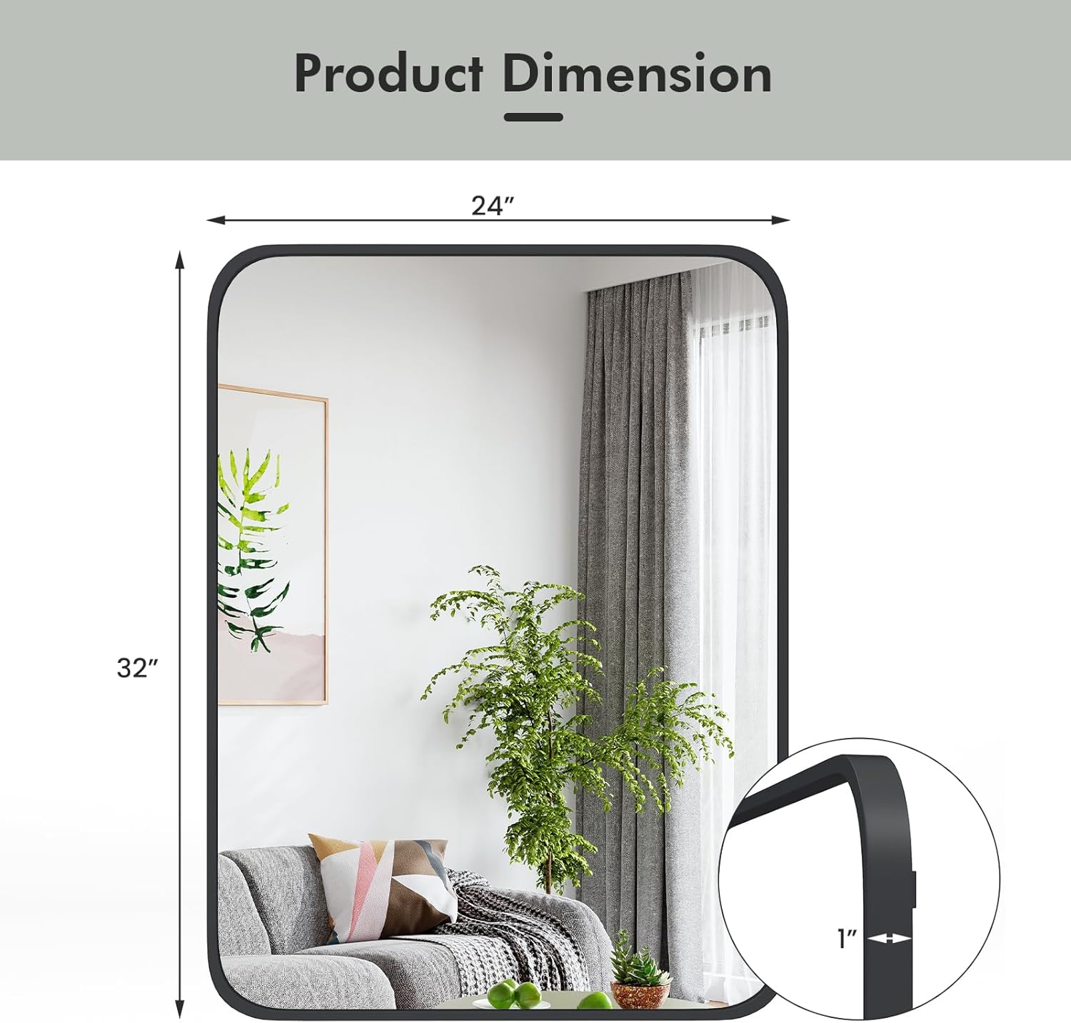 Tangkula Rectangle Bathroom Mirror, 24 x 32 Inch Metal Framed Wall