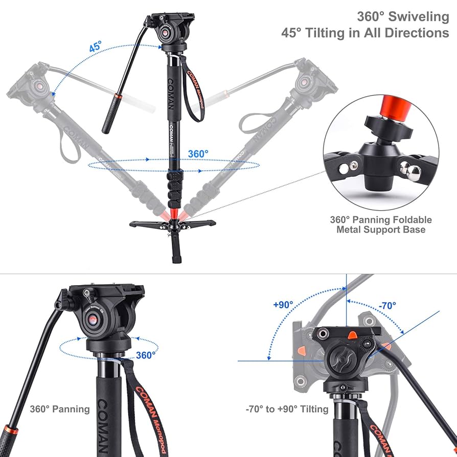 Amazon | COMAN 一脚 KX3232 73インチ プロフェッショナル 一脚