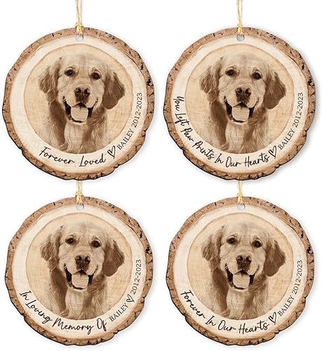 Miniatura 8 de Unifury Adorno de perro personalizado con imagen, adorno de foto de Navidad, adornos de perro en memoria, adornos de madera para mascotas, adorno de