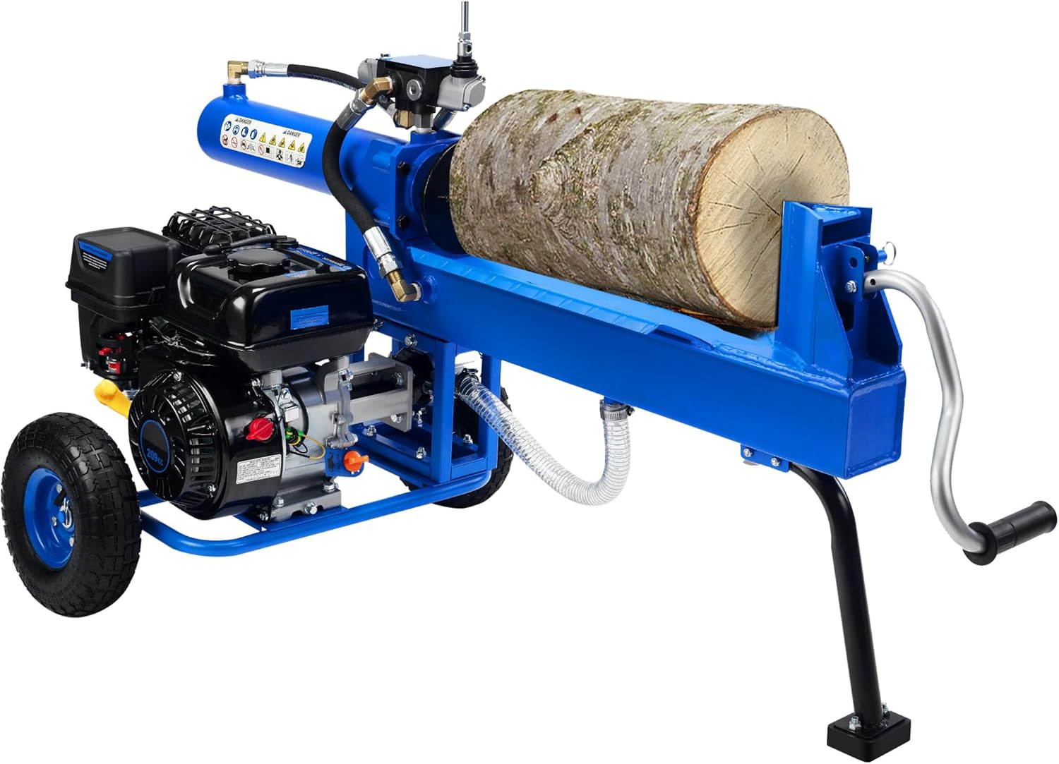 Portable 20-Ton Gas Log Splitter with Auto Return Ram, 209CC Engine & Dual-Gear Hydraulic Pump – Full-Beam Steel Wedge Design for Horizontal Firewood Splitting