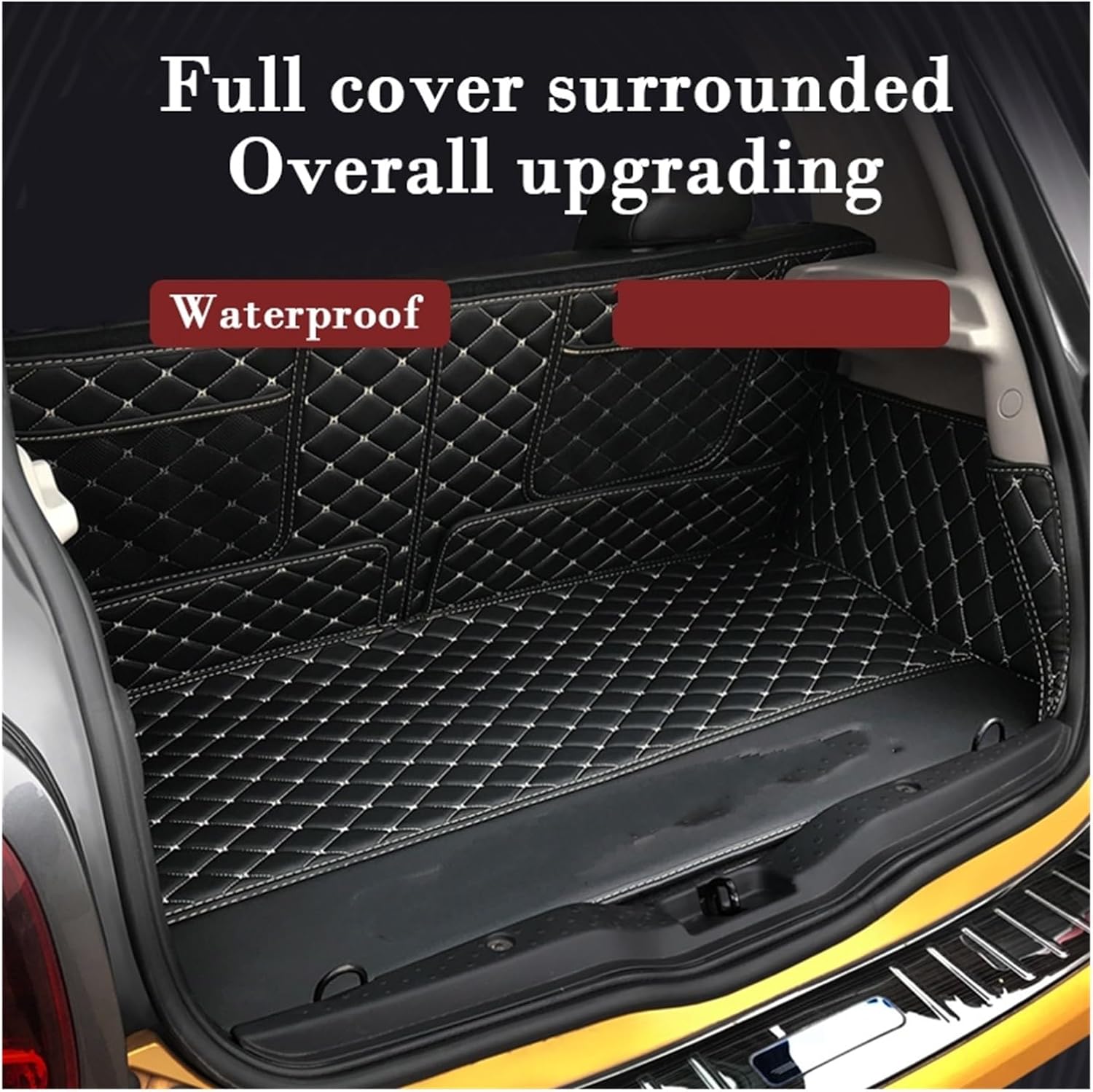 Car Boot Mat for Smart 453 for Forfour Car Leather Material Car Rear Mat Trunk Protection Pad Trunk Mat (Single-Black)