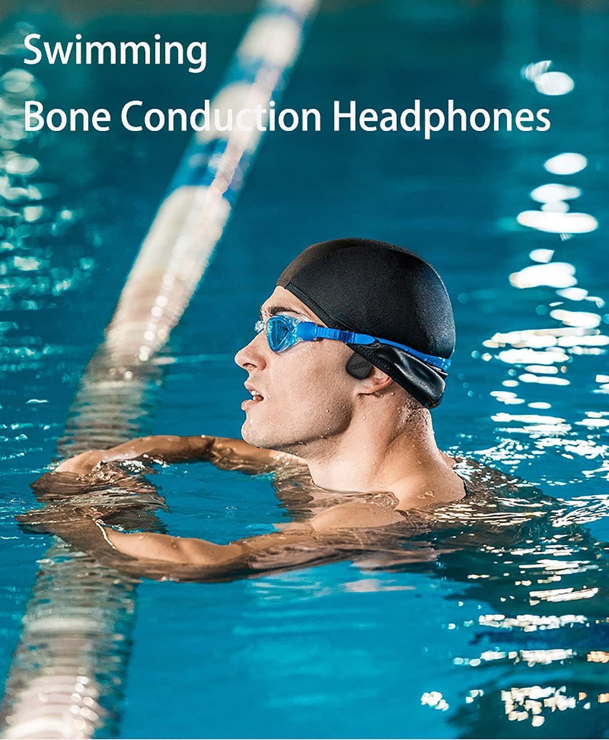 Open Ear Bone Conduction Headphones Bluetooth Swimming - Mp3 Player Sport Wireless Earphones 8H Playback Time,Waterproof for Diving Headset for Underwater Running Gym Cycling